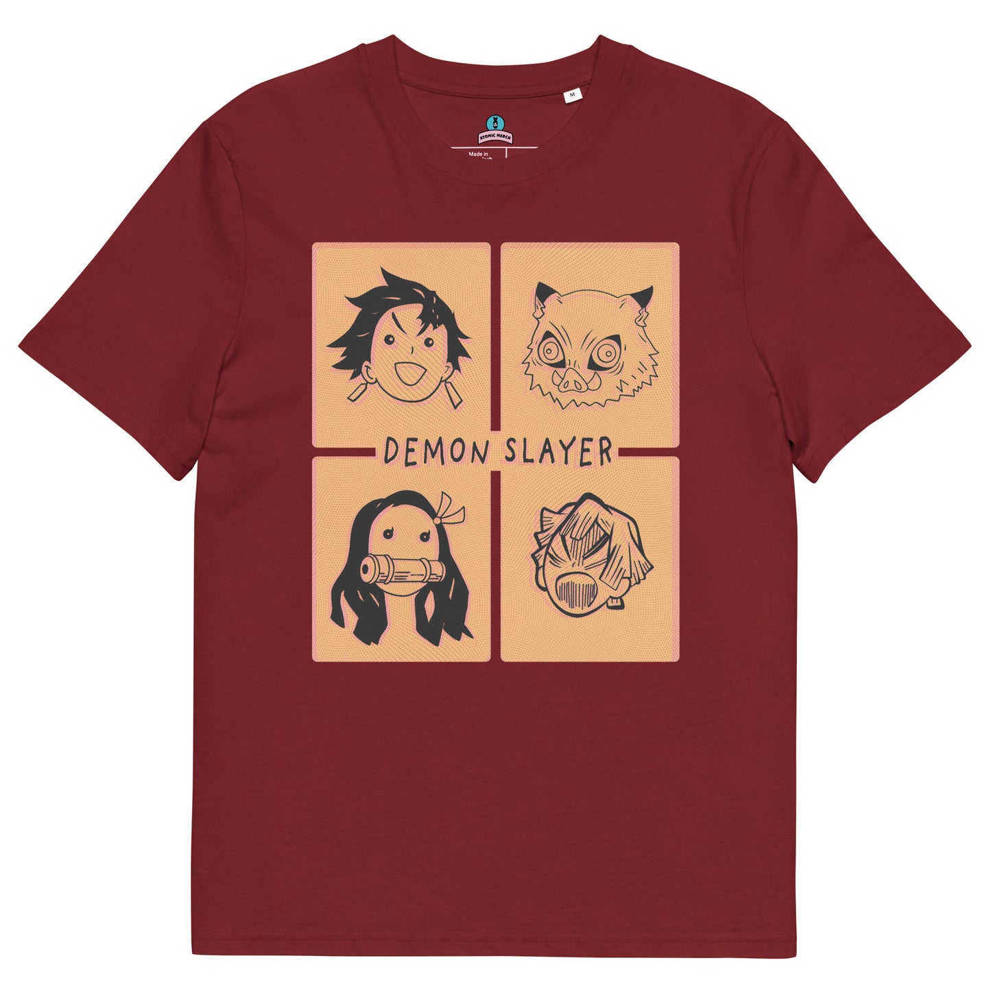 Playera Algodón Orgánico Demon Slayer Tanjiro, Nezuko, Zenitsu e Inosuke Doodle